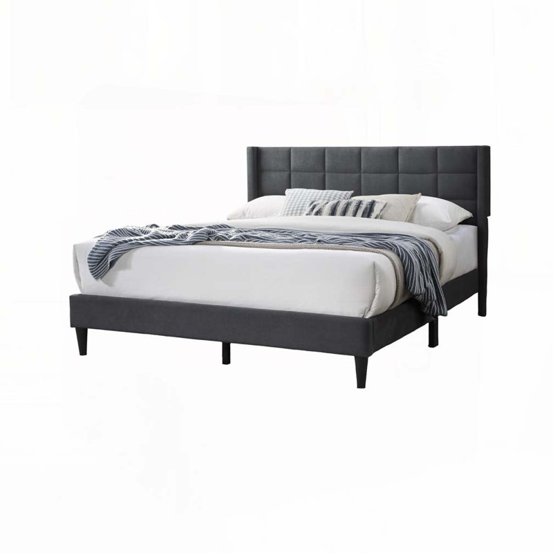 Lit tapissier Burlap, Gris anthracite