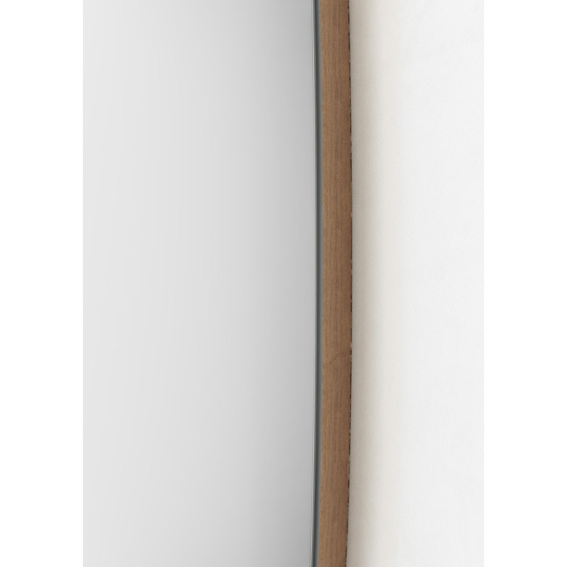 Round Framed Wall Mounted Accent Mirror, 63.5 cm H x 63.5 cm W, Light Walnut