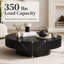 Table basse moderne ovale noire de 43,7 po avec base piédestal robuste pour le salon-1544132725
