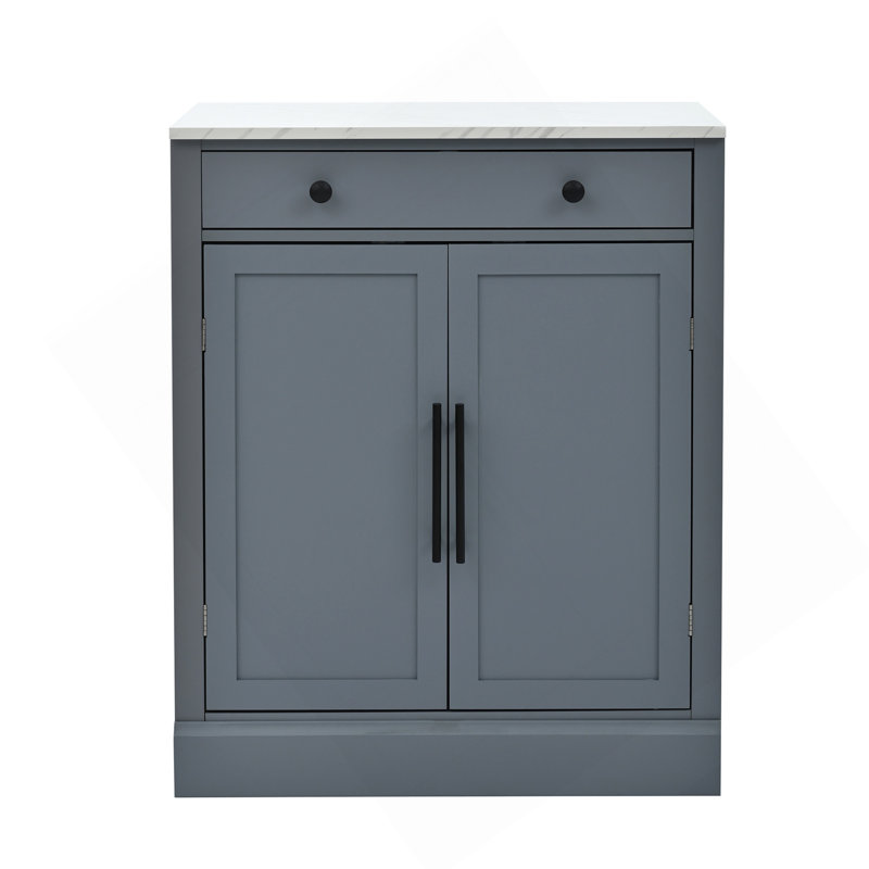 Garde-manger autoportant moderne, rangement pour nourriture buffet, armoire à café avec tiroir, 2 tablettes réglables et 2 tablettes de porte pour la salle à manger, cuisine, gris