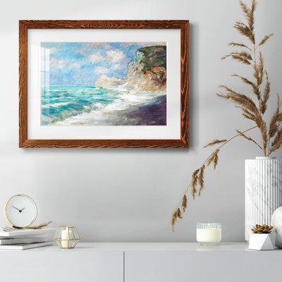The Coast At Port D`Amont, Rough Sea, 1886 - Matted and Framed Under Acrylic Glass, Coastal Wall Art for Living Room