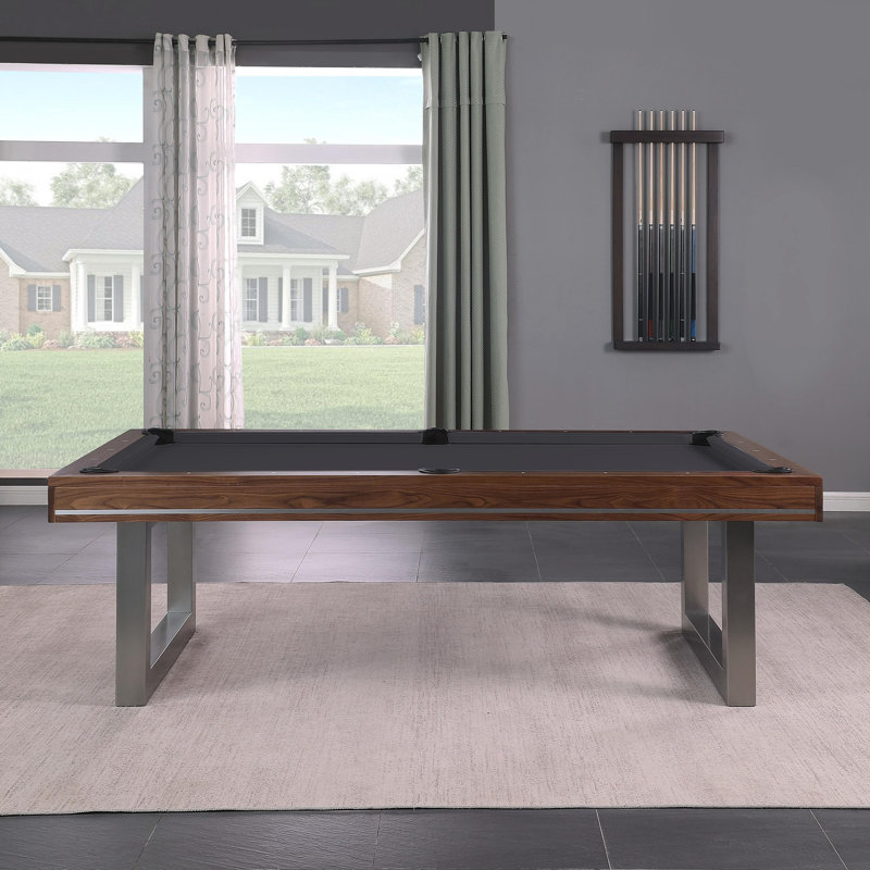Harmony Solid Wood Slate Pool Table with Dining Top, Charcoal, Natural Walnut, 7'