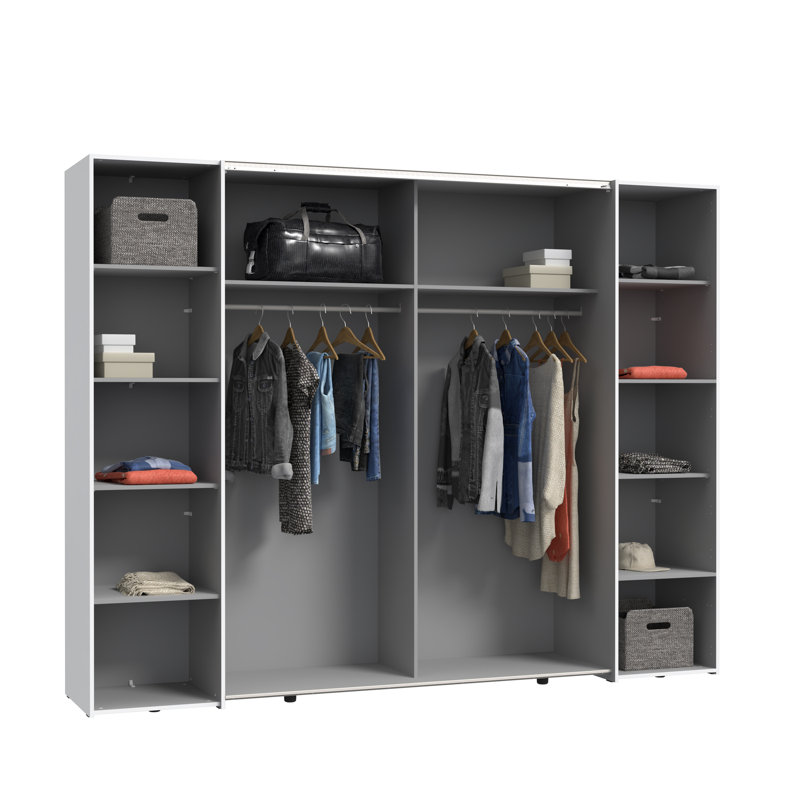 Debarr 4 Door Manufactured Wood Wardrobe, White, 210.5cm H x 270.3cm W x 61.2cm D