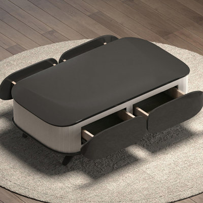 Black Solid + Manufactured Wood Rectangular Coffee Table