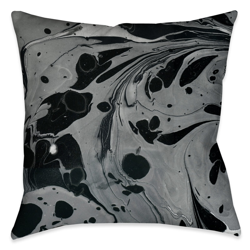Coussin décoratif en marbre noir à imprimé graphique, Intérieur