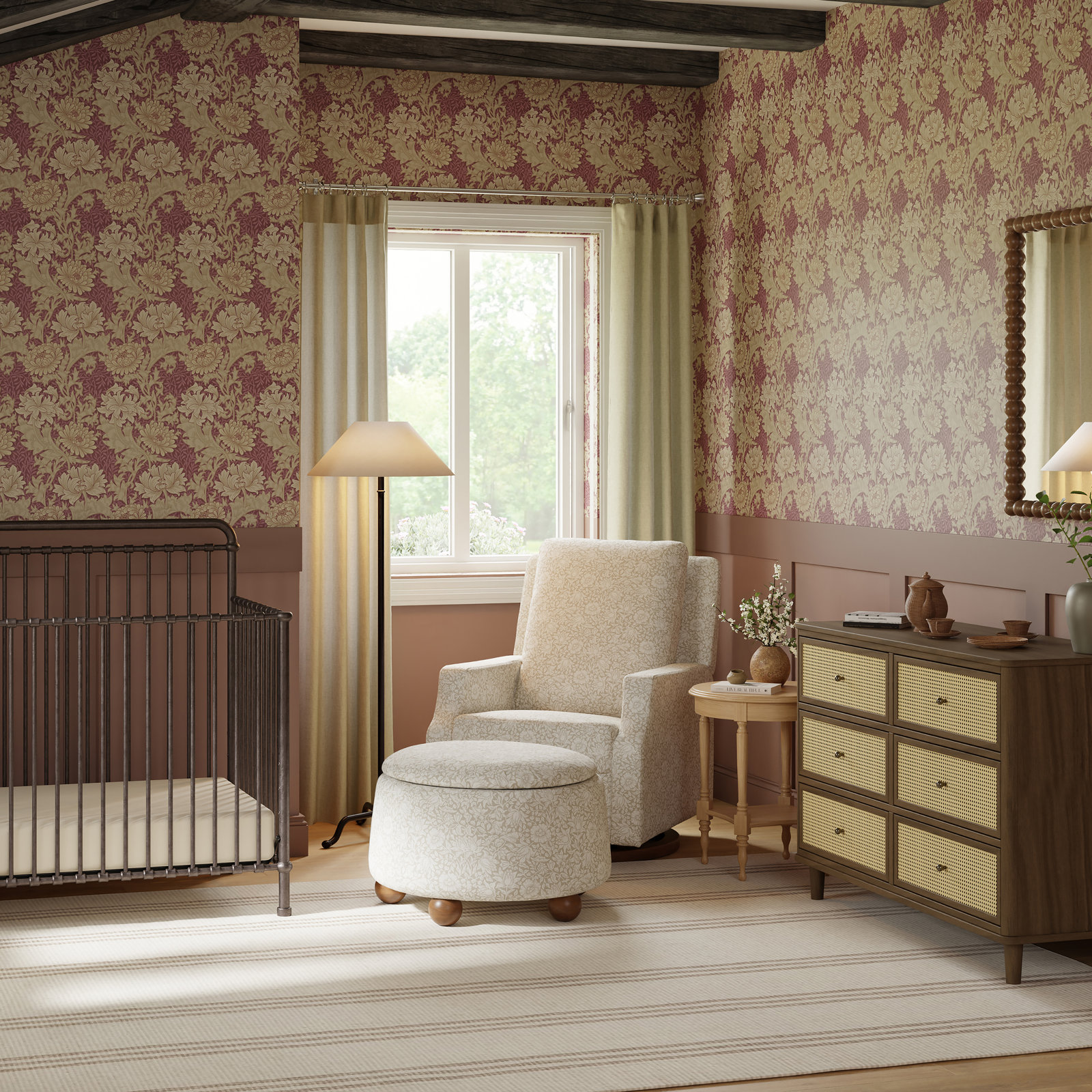 Morris & Co. Swivel Nursery Chair, Mallow in Ash w/Dark Wood Base