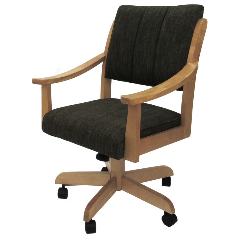 Evteka Dining Caster Chair with Arms, Natural, Sanora Brown