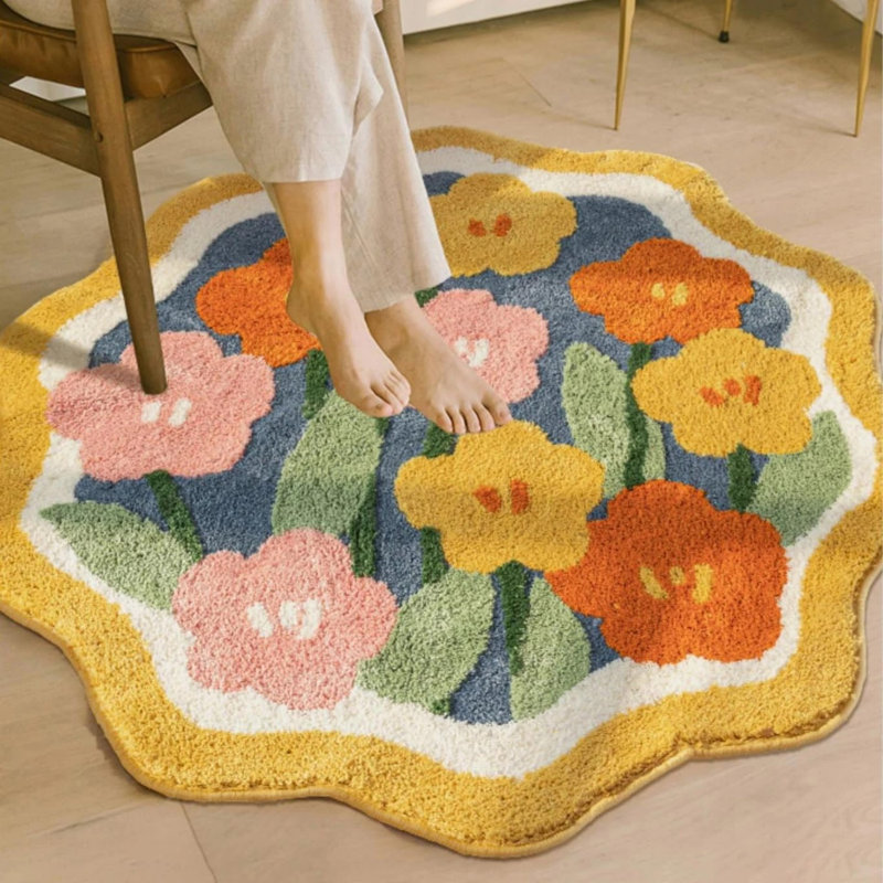 Novelty 36 cm x 36 cm Floral Area Rug