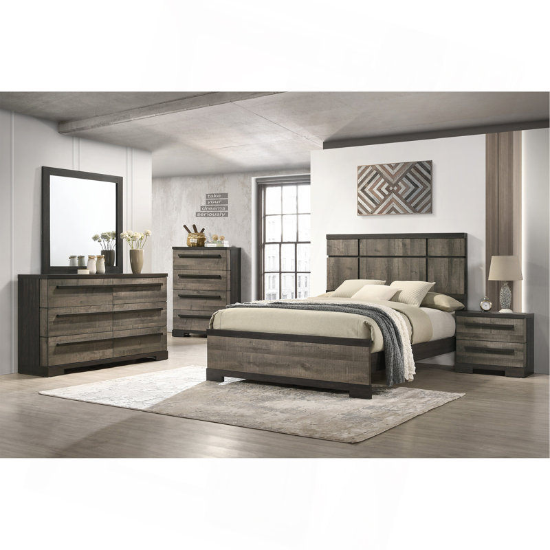 Tête de lit à panneau 1Pc, Ébène / Gris, Très grand lit