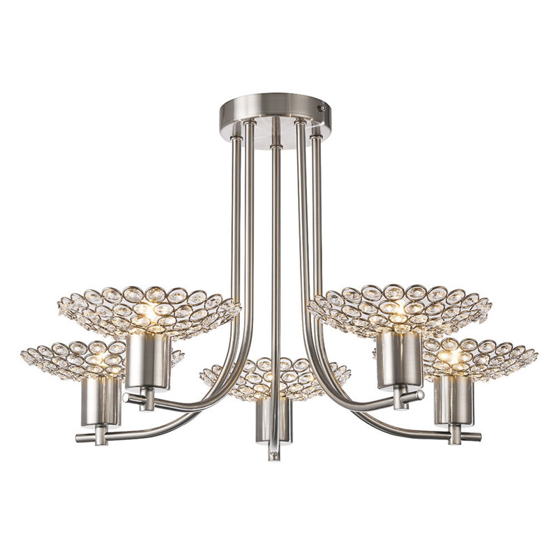 Ehrhart 5 - Light Unique/Statement Chandelier, Satin Nickel