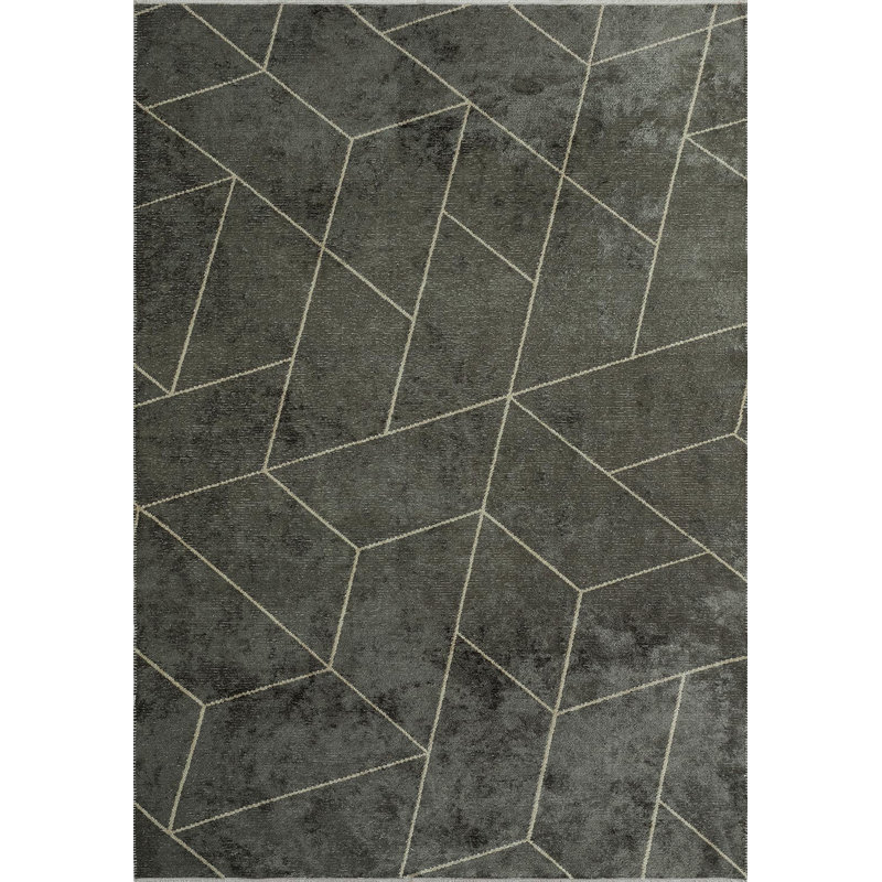 Tapis à motif géométrique triangulaire, Rectangle 7 pi 10 po x 9 pi 10 po