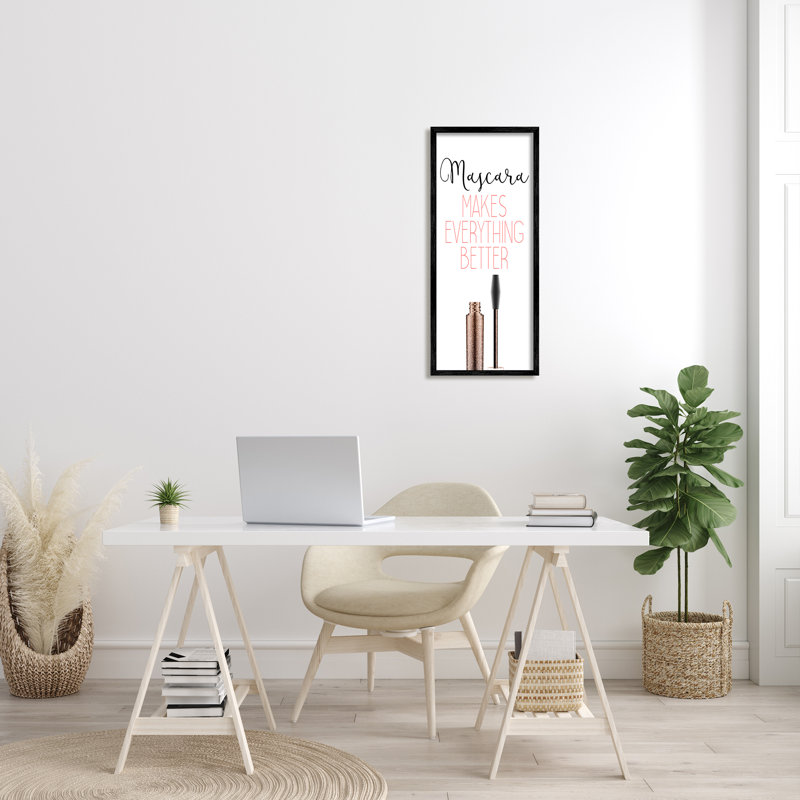 Motif mascara rose moderne, Giclée encadrée noir minuit, L 13 po x H 30 po