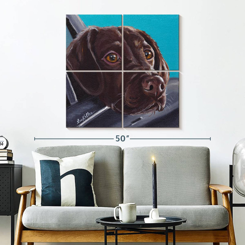Brampt Chocolate Lab In Car, 32" H x 32" W
