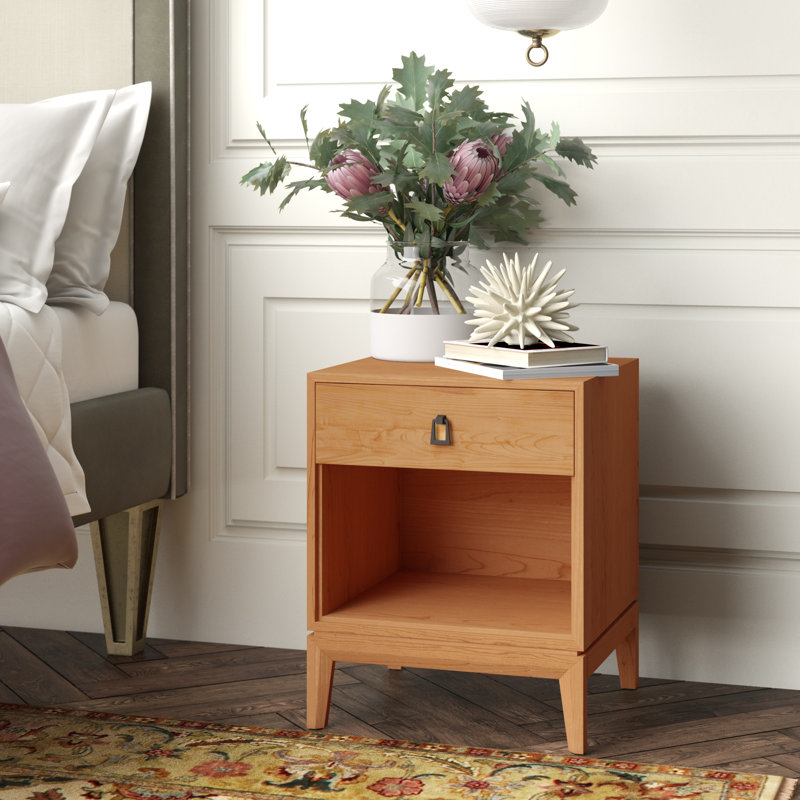 Mansfield 1 - Drawer Solid Wood Nightstand, Natural Cherry, Conventional