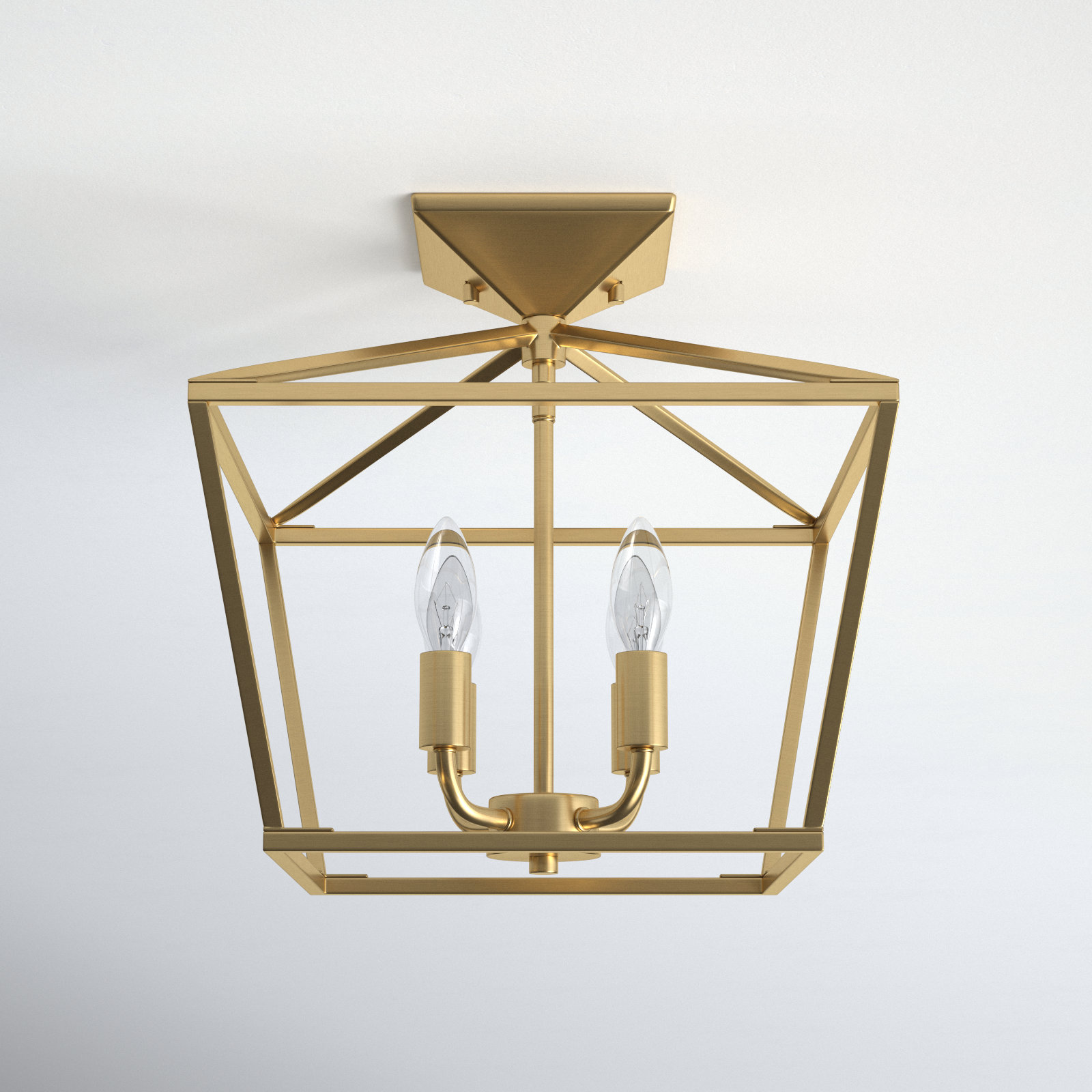 Hastings 4-Light Semi Flush Mount, Warm Brass