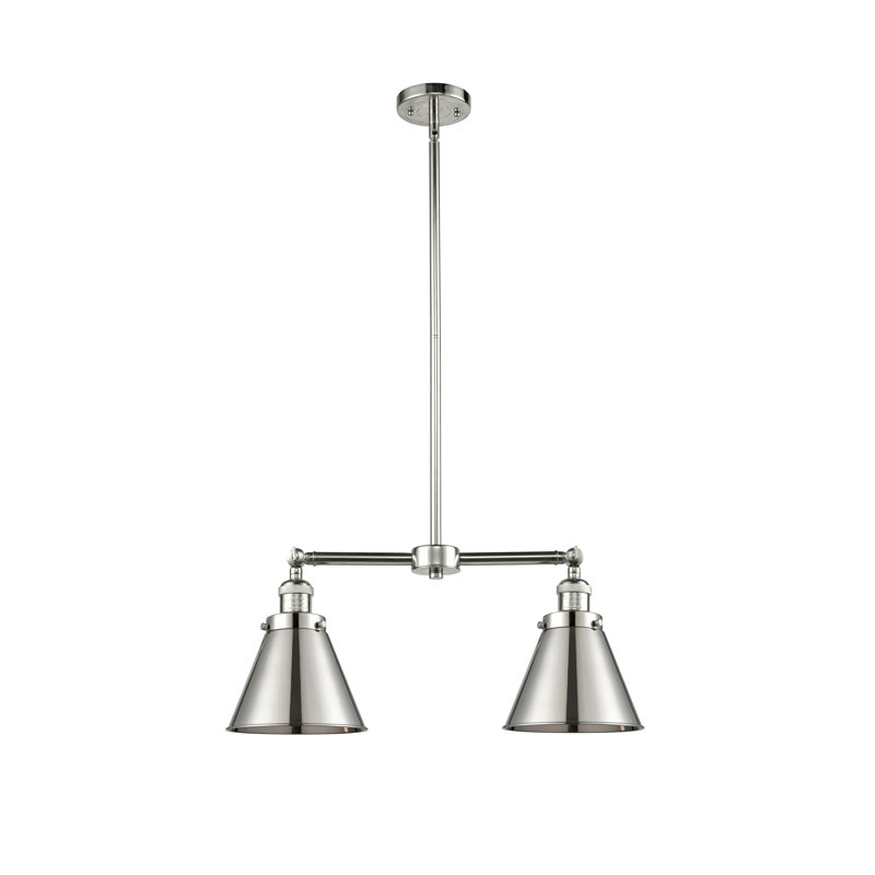 Lustre 2 lumières à abat-jour Donovan, Ampoule DEL 6 watts Vinage, Nickel poli, Nickel poli