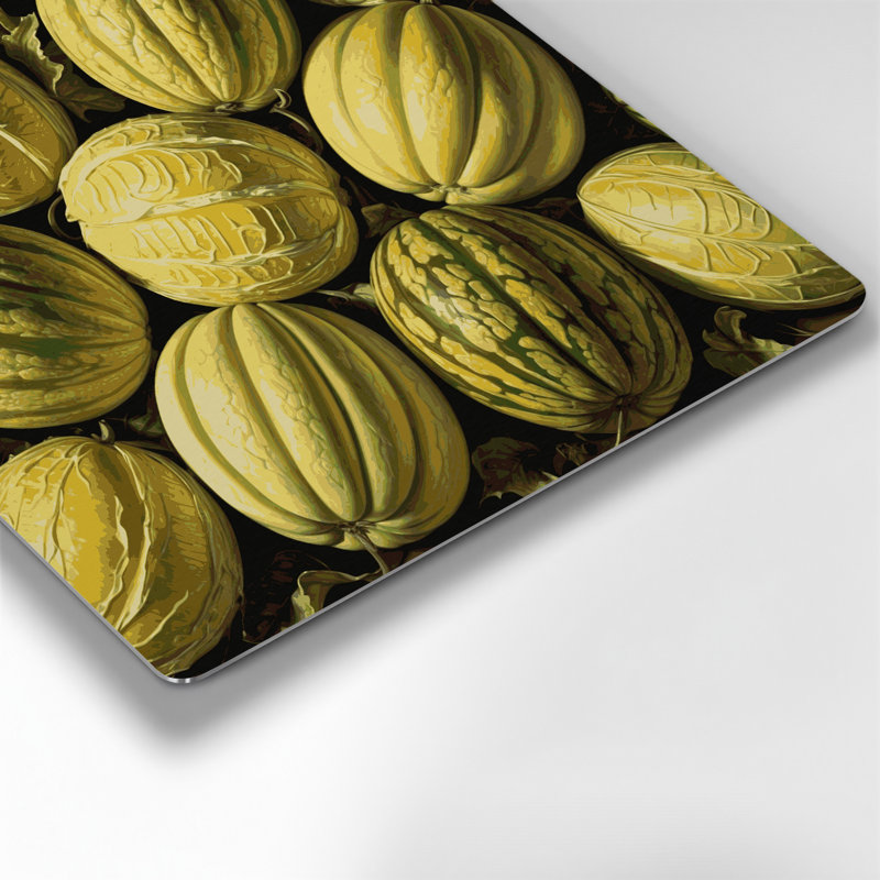 Art mural en métal fruits brun melon, H 12 po x l 12 po