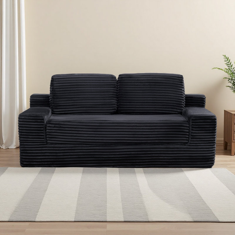 Canapé double Corduroy Cloud, canapé-lit convertible 2-en-1, canapé double désossé confortable, convient au salon, appartement, petit espace