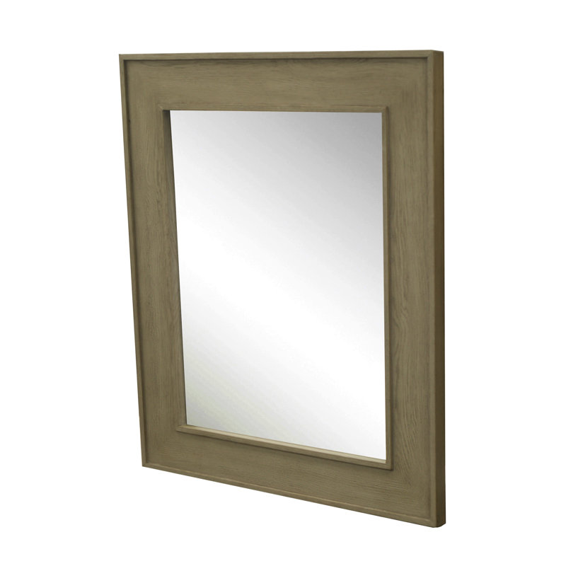 Solid Oak Flat Wall Mirror, Gray Oak