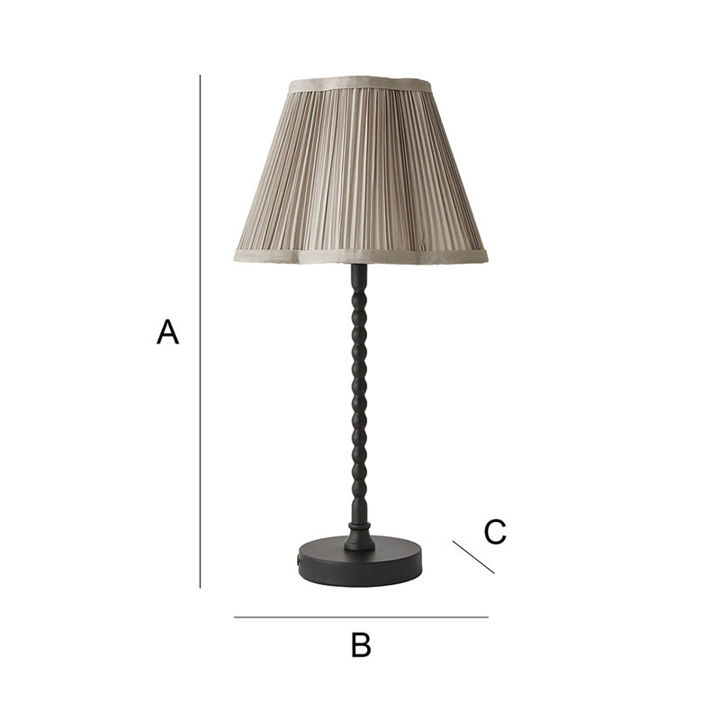 Cifuentes Metal Table Lamp, Black, No, Light Grey