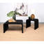 Table de bout carrée noire tissée, style rétro, idéale pour les chambres à coucher, les salons, la table à structure en U en noir, texture, ajoutant un élément élégant aux espaces