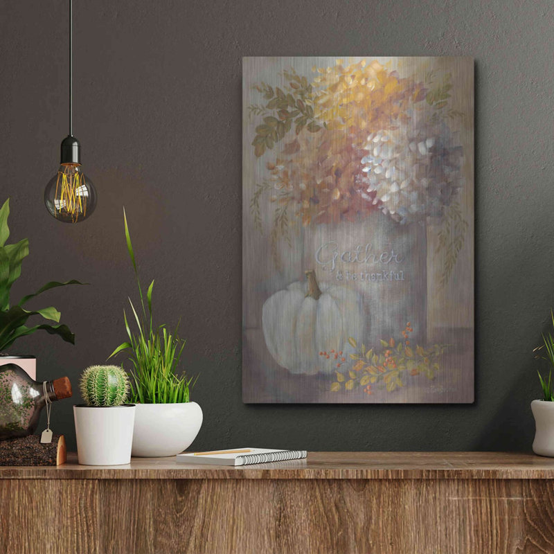 «Gather & Be Thankful» par Pam Britton, art mural en métal, 16 po x 24 po, H 16 po x l 12 po