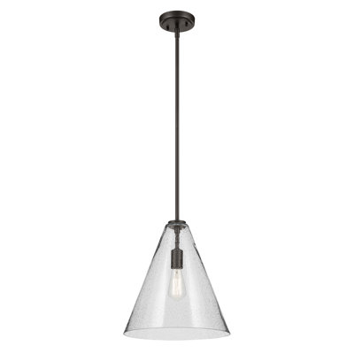 15.5" 1-Light Cone Pendant with Clear Seeded Glass