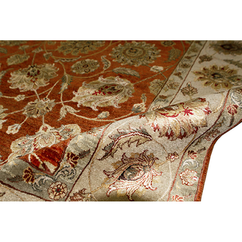 Tapis rouille et ivoire de haute qualité noué à la main