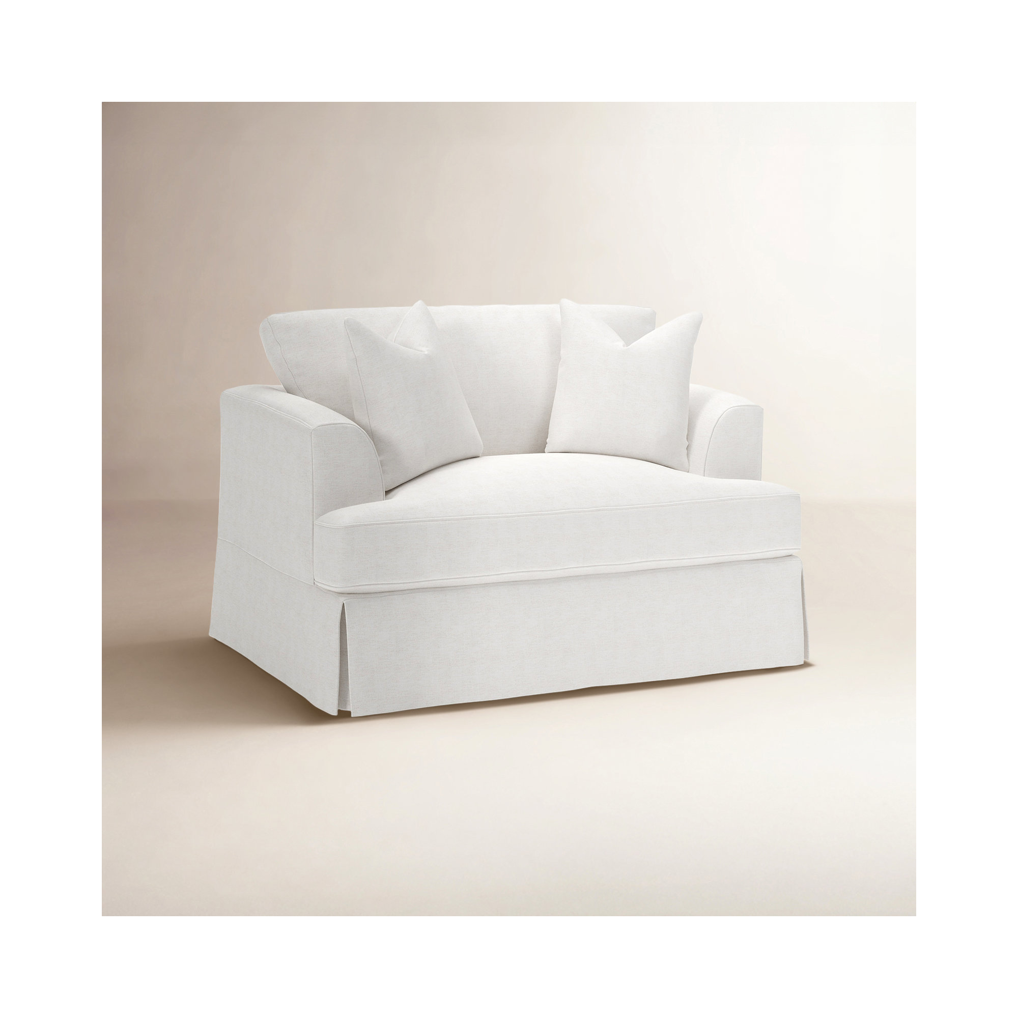 Lucia Slipcovered Chair and a Half, Nomad Snow Crypton® Chenille
