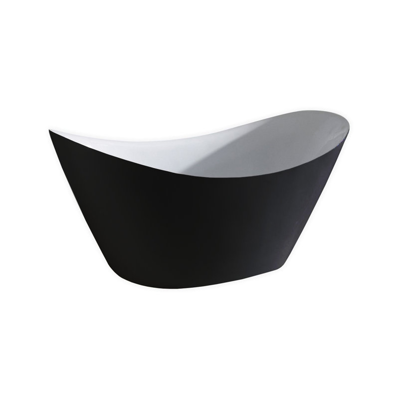 Luna 68'' x 28.9'' Soaking Acrylic Bathtub, White/Black