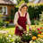 Water Resistant Soft Nylon Apron, Adjustable H Back Strap With Large Pocket For Gardening Cooking, 27.6x25.6in Red-1215171946