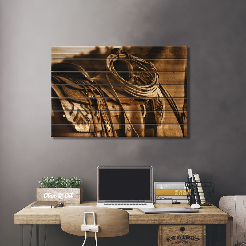 " Western Saddle " by Rhonda Thompson, 18" H x 26" W x 1.5" D