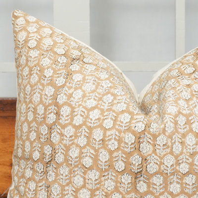 fabdivine Block Printed Pillow Cover Handmade Cotton Decorative Cushion- Tulsi Buti