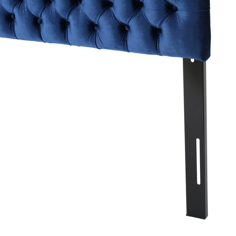 Tête de lit tapissier à panneau grand Dannett, Navy Blue Velvet