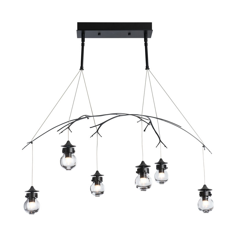 Kiwi Clear Glass Pendant, Black, 48"