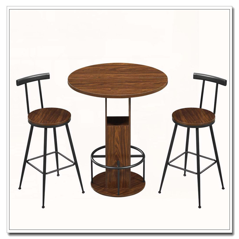 Ensemble de table de bar et tabouret 3 pièces, Walnut