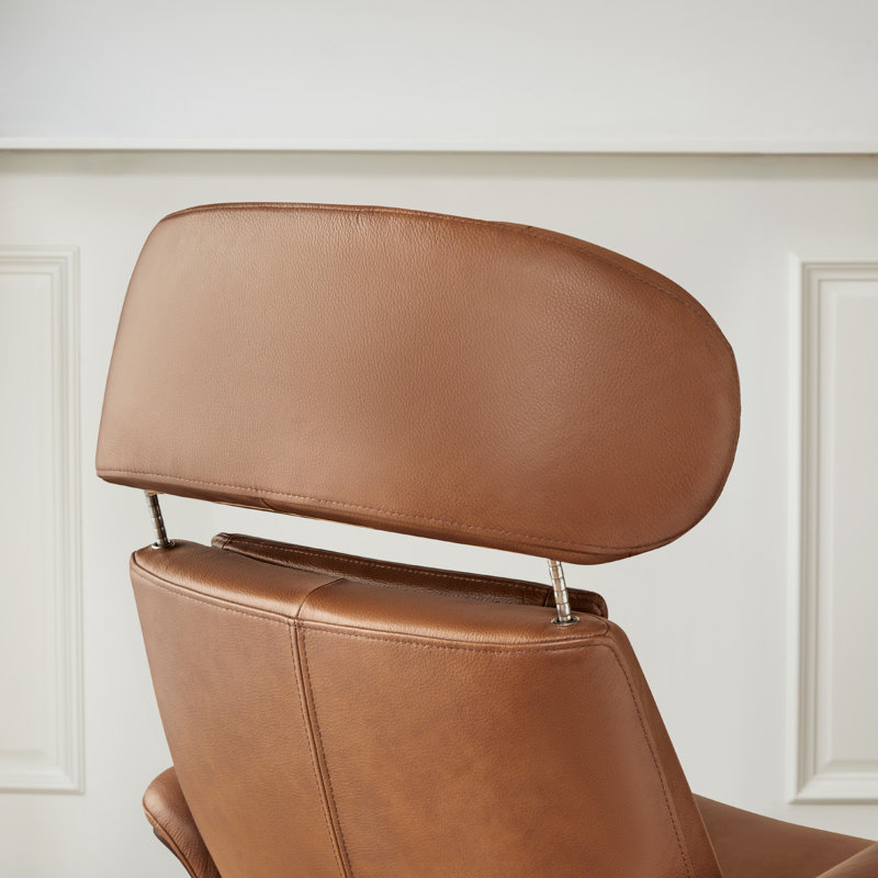 Fauteuil inclinable et pivotant en cuir véritable, Saddle