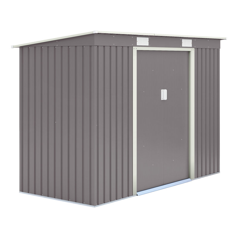 Rowlinson Trentvale 8x4 Metal Pent Shed, Light Grey