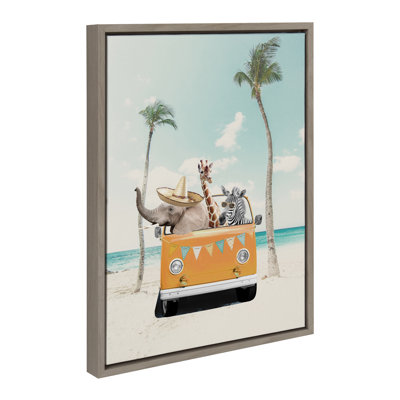 «Beach Adventures» par juillet, reproduction d'art sur toile encadrée