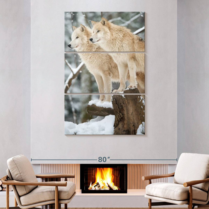 Deux loups Brampt, H 74 po x l 48 po