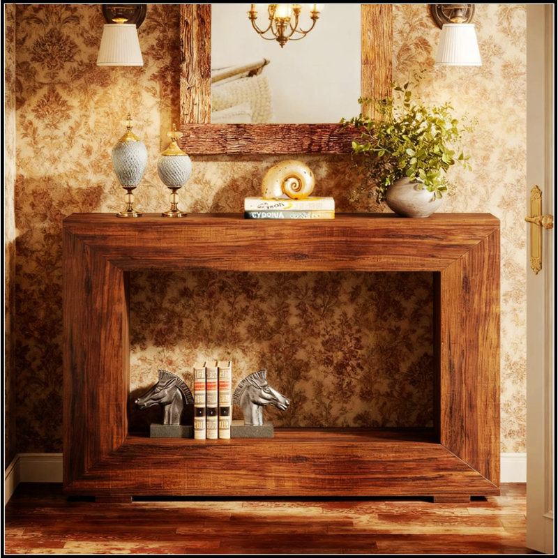 Console de 47 pouces en bois, canapé long et étroit pour le salon et le vestibule, style campagnard rustique