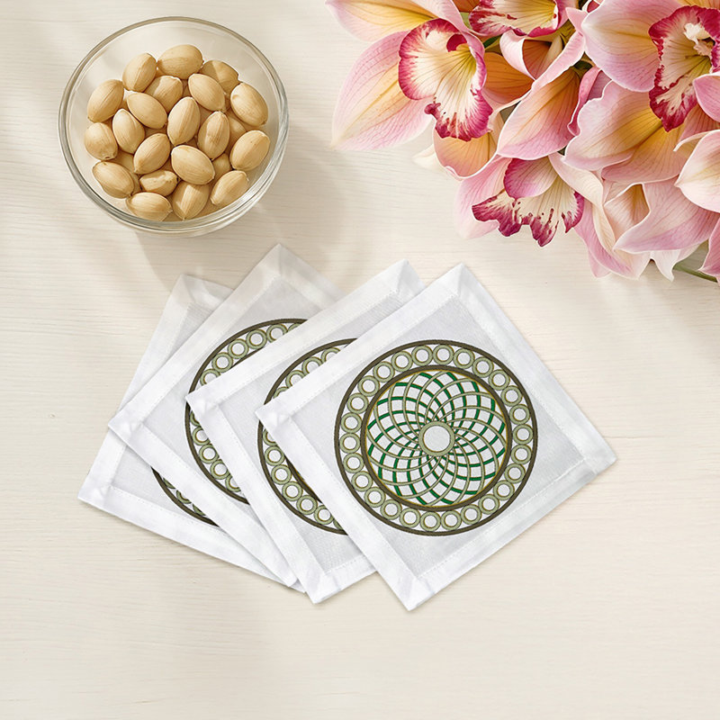 Timothy Corrigan Treillage Cotton Sateen Cocktail Napkins, Gold