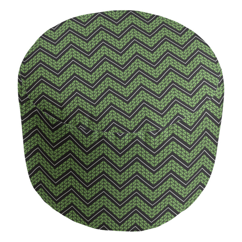 Upholstered Pouf, Green/Black