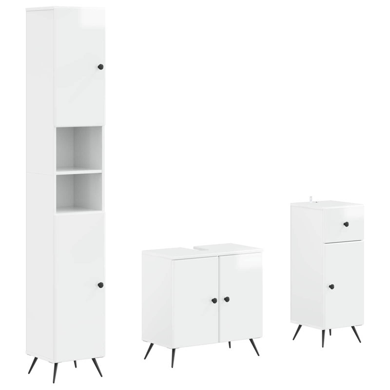 Bathroom Storage Furniture Set, High Gloss White