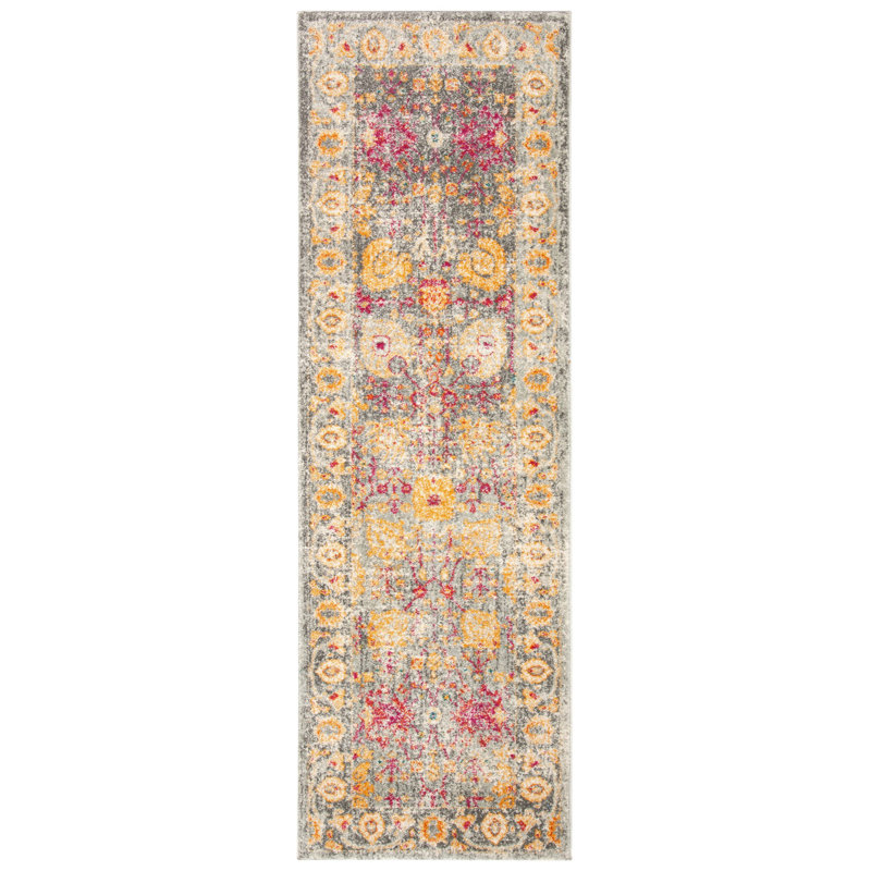 Tapis jaune / beige Edna, Tapis de couloir 2 pi 2 po x 7 pi