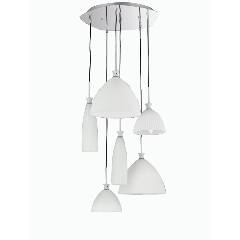 Katherine 6 - Light Chrome/White Cluster Pendant