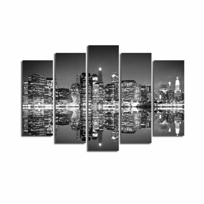 Superbe ensemble de 5 peintures sur toile 100% suède, taille totale: 27,6 po x 41,3 po | 100% cadre en bois, épaisseur: 1,2 po | Parfait pour le salon, la chambre à coucher et le bureau, et pour une œuvre d'art accrocheuse