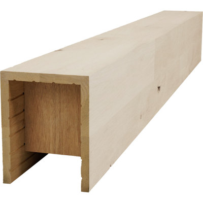 Americraft Wood Wire Brushed Beam, 3-Sided (U-Beam), 5 1/2"W x 5 1/2"H x 60"L, White Washed Pickling Finish, Stain Grade Knotty Alder
