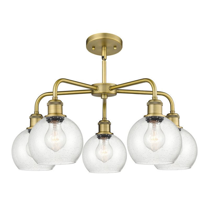 Lustre sphérique à 5 lumières en acier à intensité variable Ellington, H 14,13 po x l 24 po x P 24 po, Laiton brossé