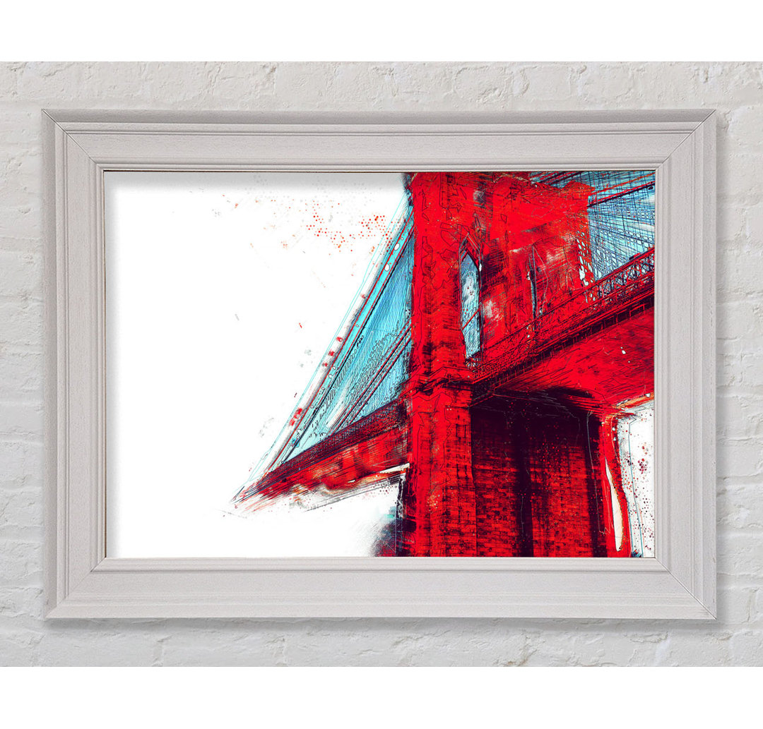 Rote Funky Brooklyn Bridge - Einzelner Bilderrahmen Kunstdrucke